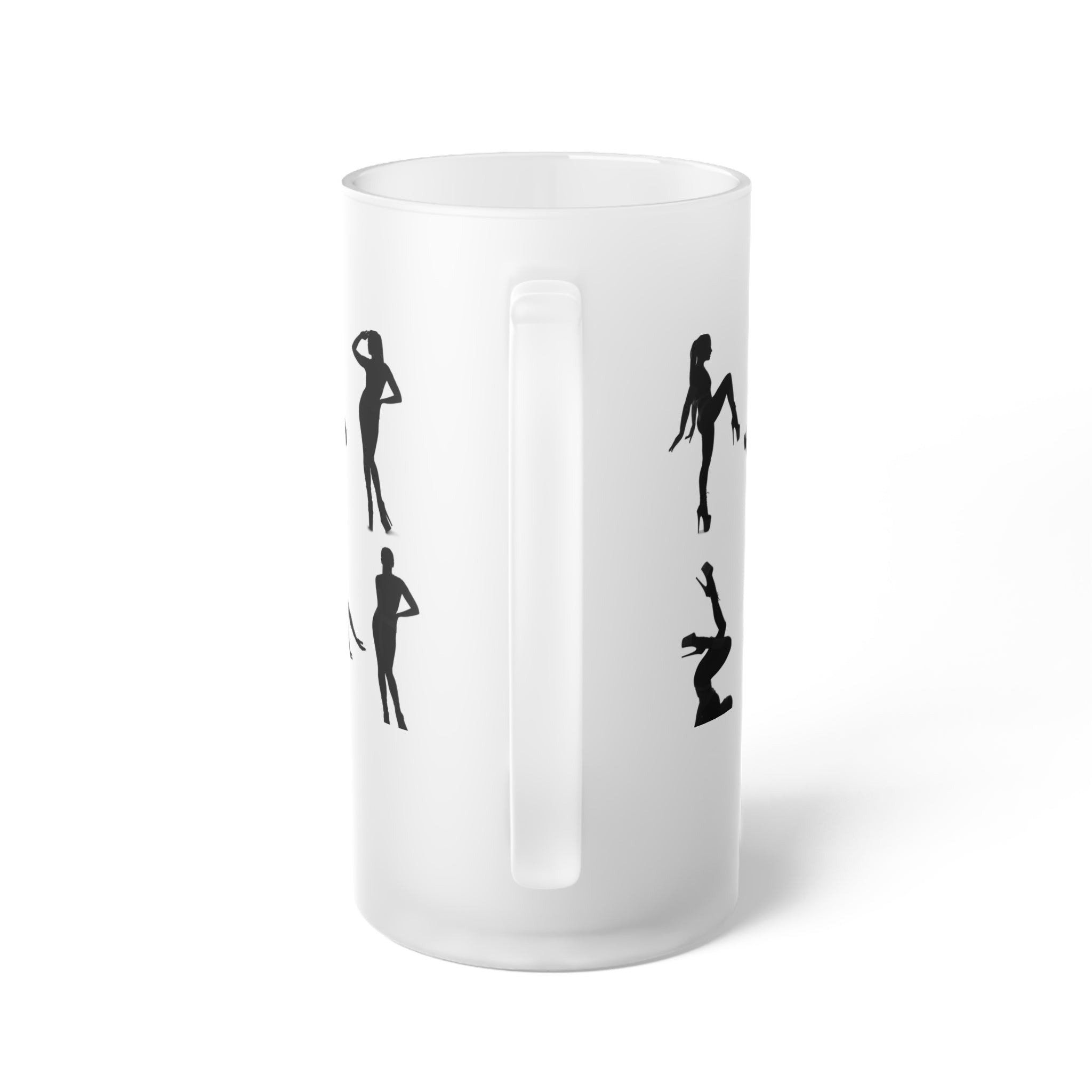 Pinup Silhouettes Frosted Glass Beer Mug | Retro Dance Silhouette Pattern