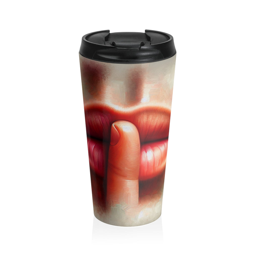 Shh Lip Shushing Finger Stainless Steel Travel Mug | Silent Sips