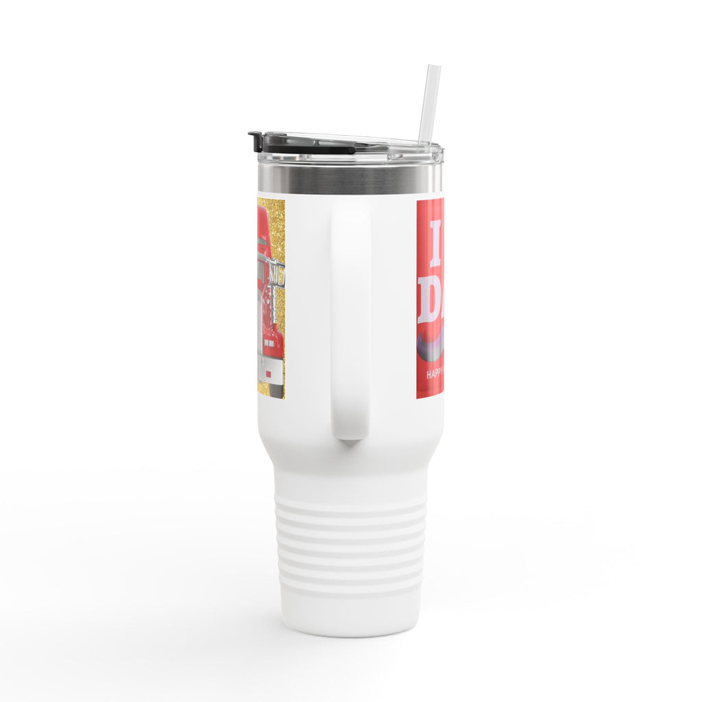 Red Semi Truck Travel Mug | 40oz Insulated Tumbler, Big Rig Truck Design