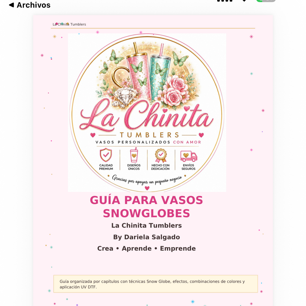 Guía para Vasos Snow Globe PDF | Tutorial Completo | Negocio de Vasos Personalizados | Manual Digital para Emprendedores.